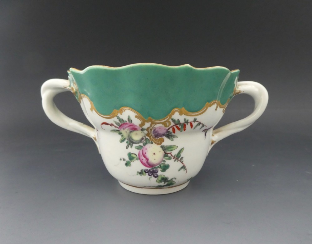 Worcester porcelain chocolate cup and saucer, c.1770. View VII