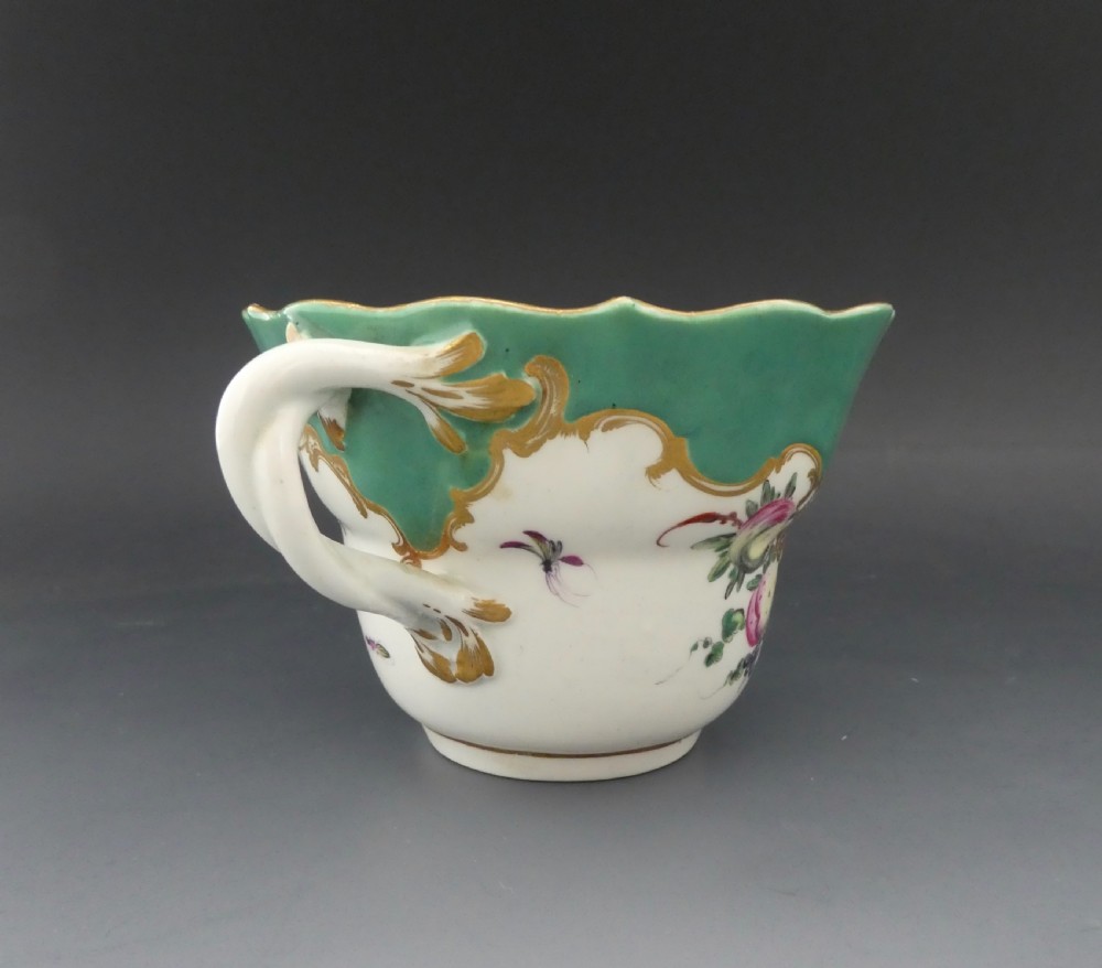 Worcester porcelain chocolate cup and saucer, c.1770. View IX