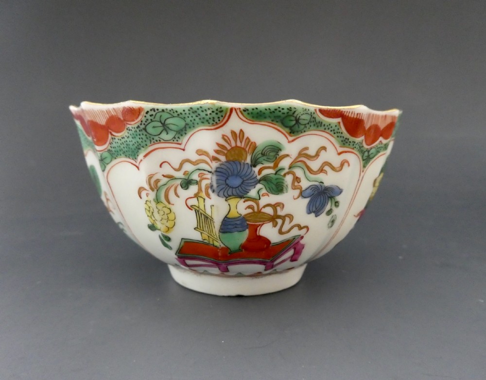 Worcester porcelain trio. Dragons in Compartments, c. 1770. View IX