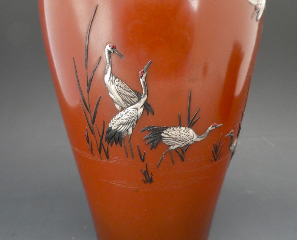 Japanese bronze and mixed metal Vase. Signed Yamamoto zo, and Kosen. Meiji Period. View IV