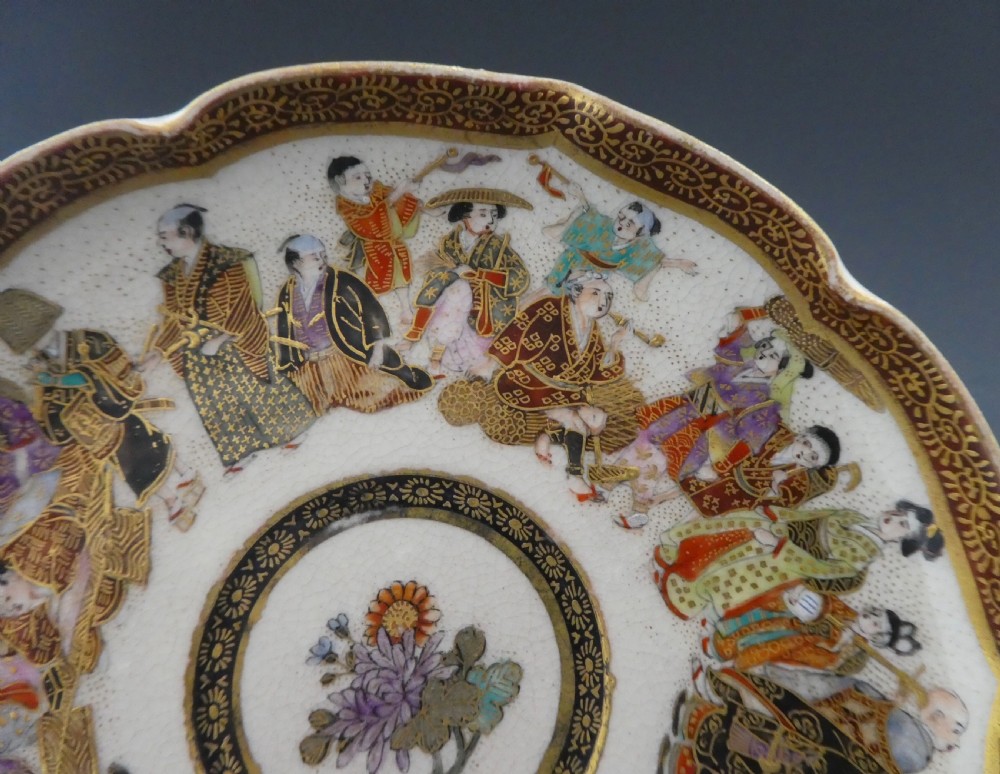 Satsuma pottery cup and saucer, Ryokuzan. Meiji Period. View III