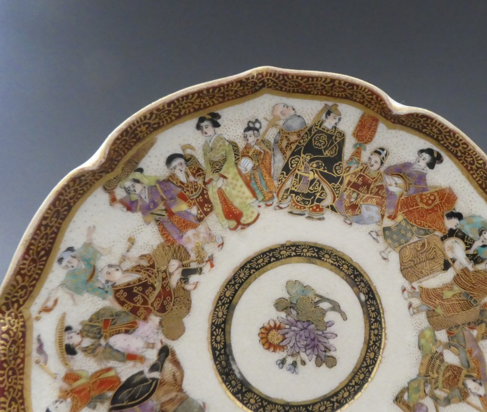 Satsuma pottery cup and saucer, Ryokuzan. Meiji Period. View V