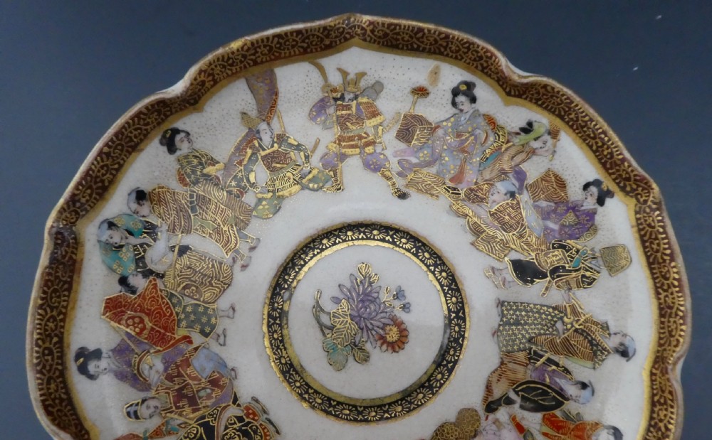 Satsuma pottery cup and saucer, Ryokuzan. Meiji Period. View VI