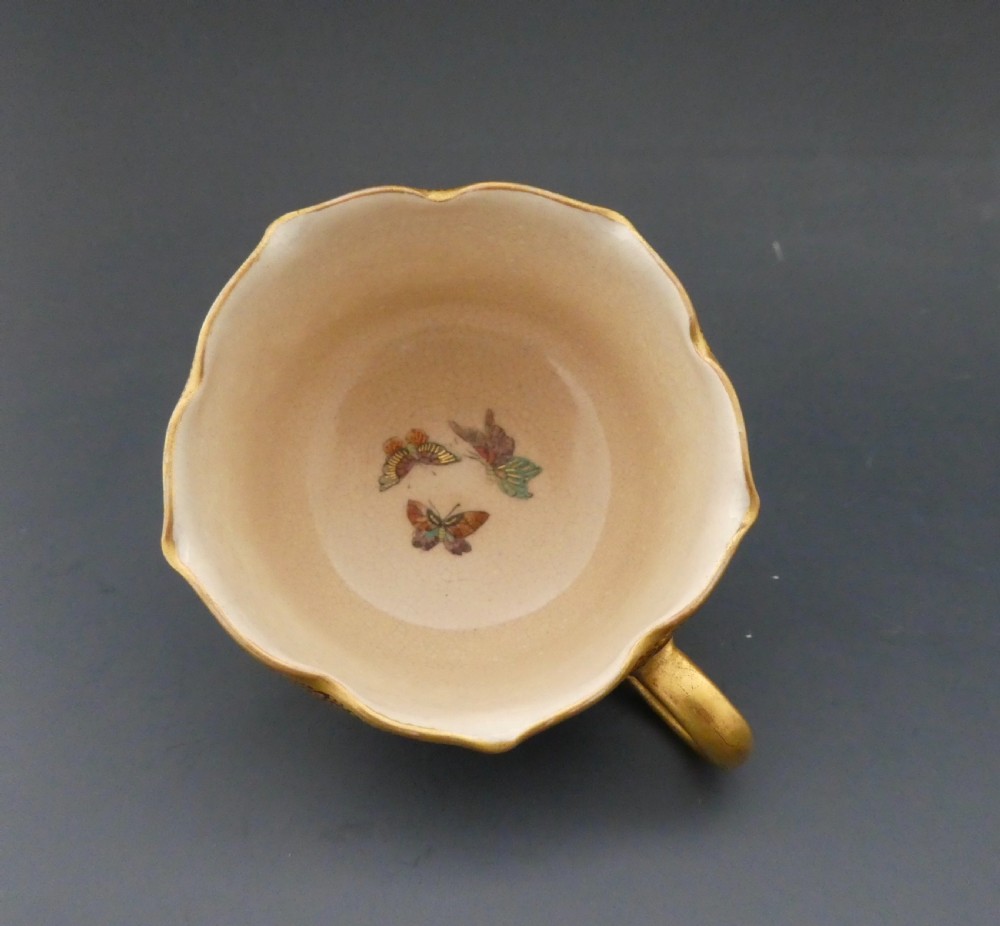 Satsuma pottery cup and saucer, Ryokuzan. Meiji Period. View XIII