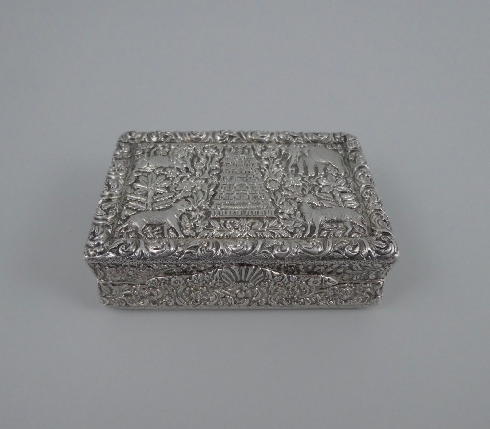 Indian silver double snuff box. Trichinopoly or Tanjore, c. 1860.