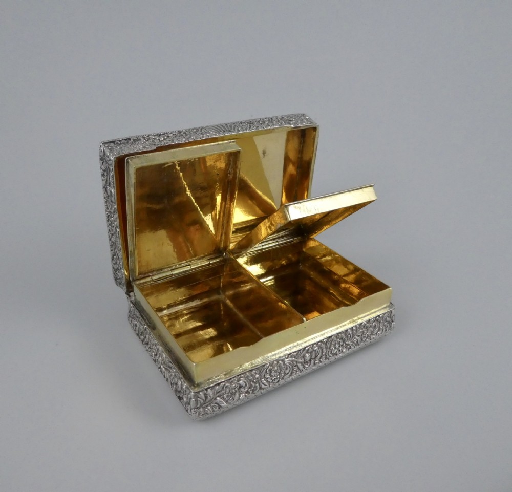 Indian silver double snuff box. Trichinopoly or Tanjore, c. 1860. View IX