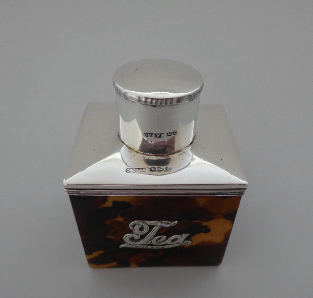 Silver and tortoiseshell tea caddy, Chester 1894. View IV