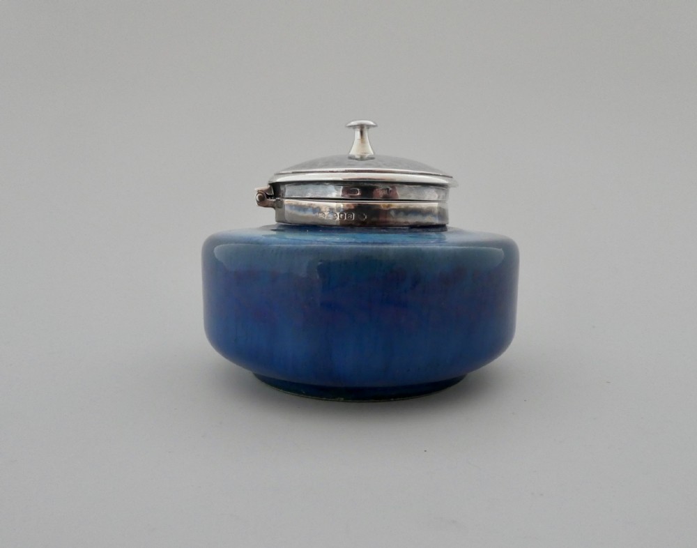 Ruskin inkwell c. 1900, with later Guild of Handicraft silver mounts. View III