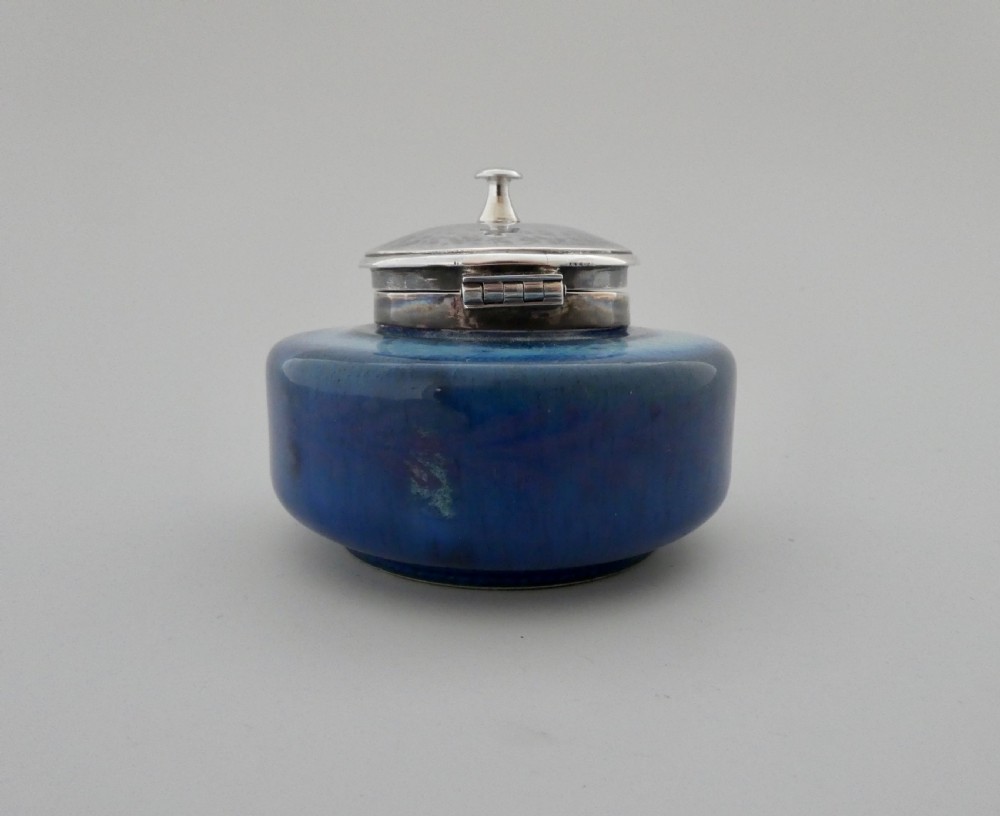 Ruskin inkwell c. 1900, with later Guild of Handicraft silver mounts. View IV