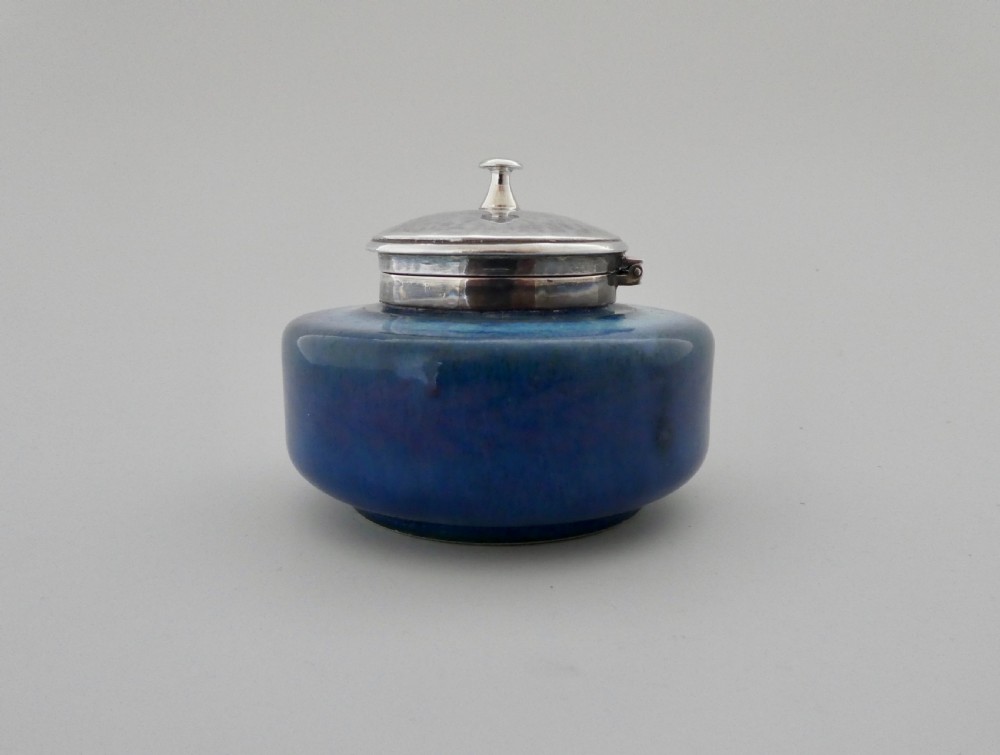 Ruskin inkwell c. 1900, with later Guild of Handicraft silver mounts. View V