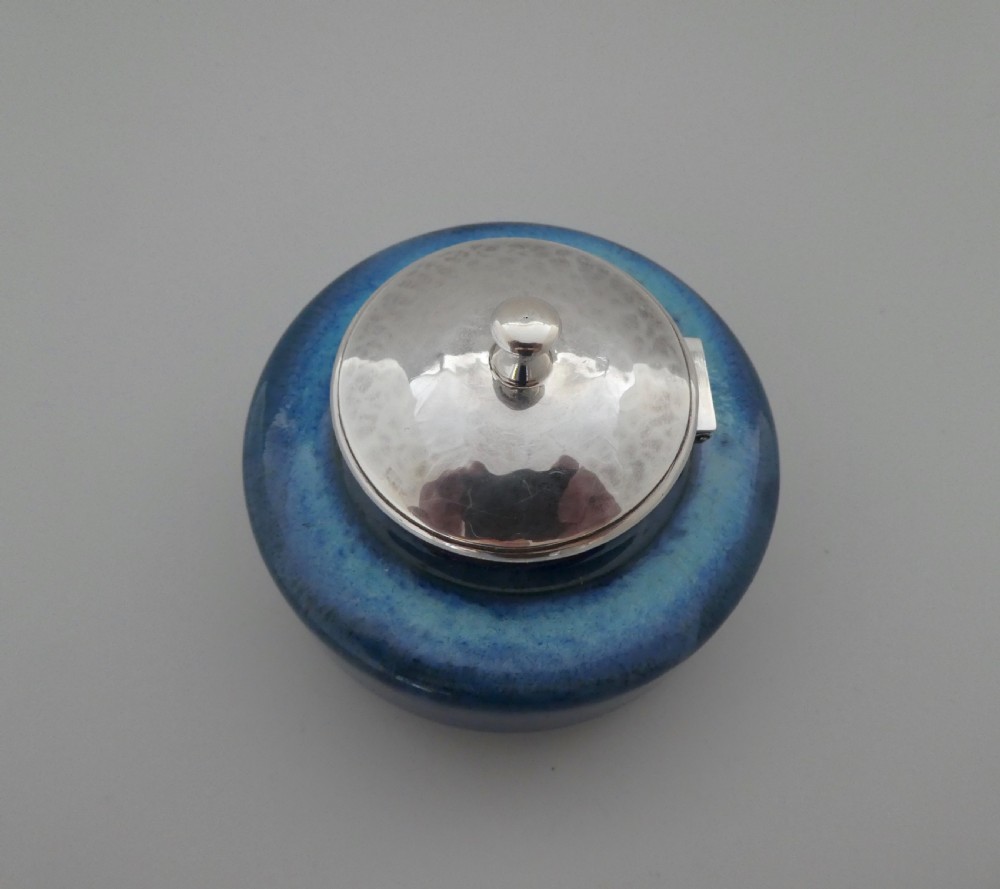 Ruskin inkwell c. 1900, with later Guild of Handicraft silver mounts. View VI