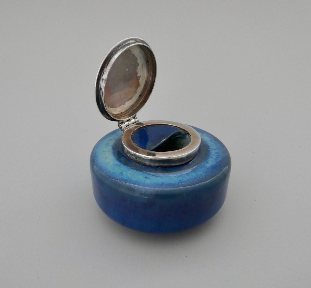 Ruskin inkwell c. 1900, with later Guild of Handicraft silver mounts. View VIII