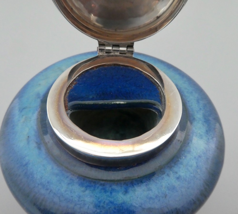Ruskin inkwell c. 1900, with later Guild of Handicraft silver mounts. View IX