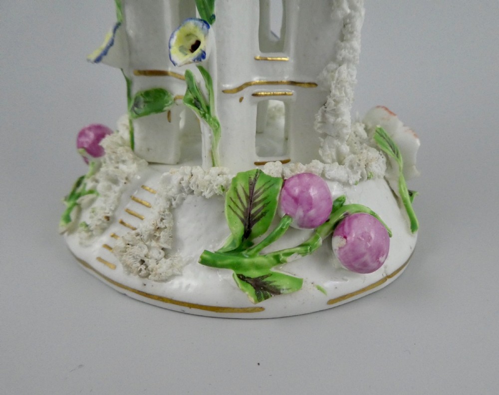 Staffordshire porcellaneous cottage pastille burner and base, c. 1830. View V