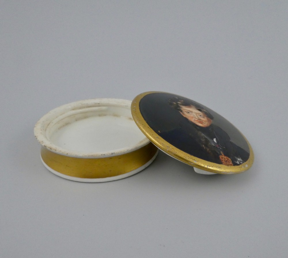 English porcelain box painted with the Prince Regent, c. 1815. View IV