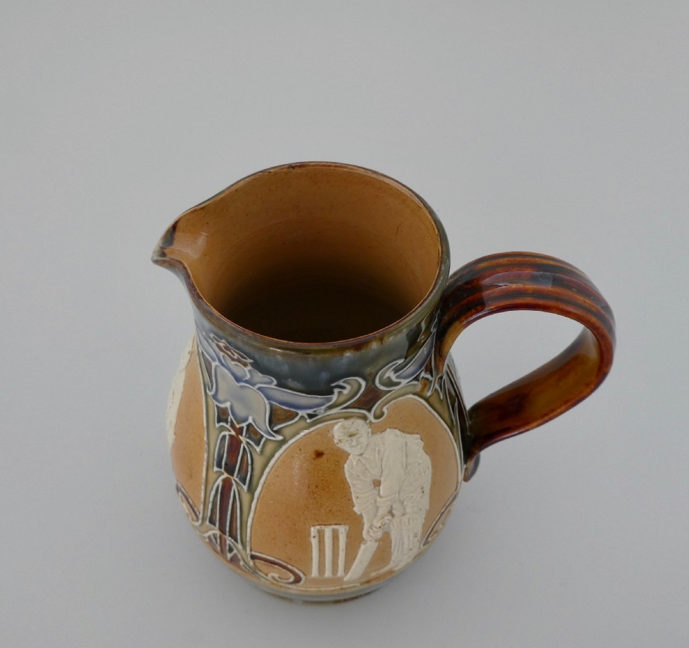 Doulton Lambeth stoneware Cricket jug, c. 1895. View V