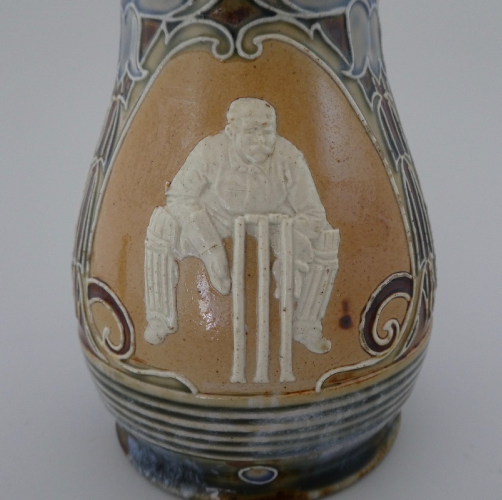Doulton Lambeth stoneware Cricket jug, c. 1895. View VIII