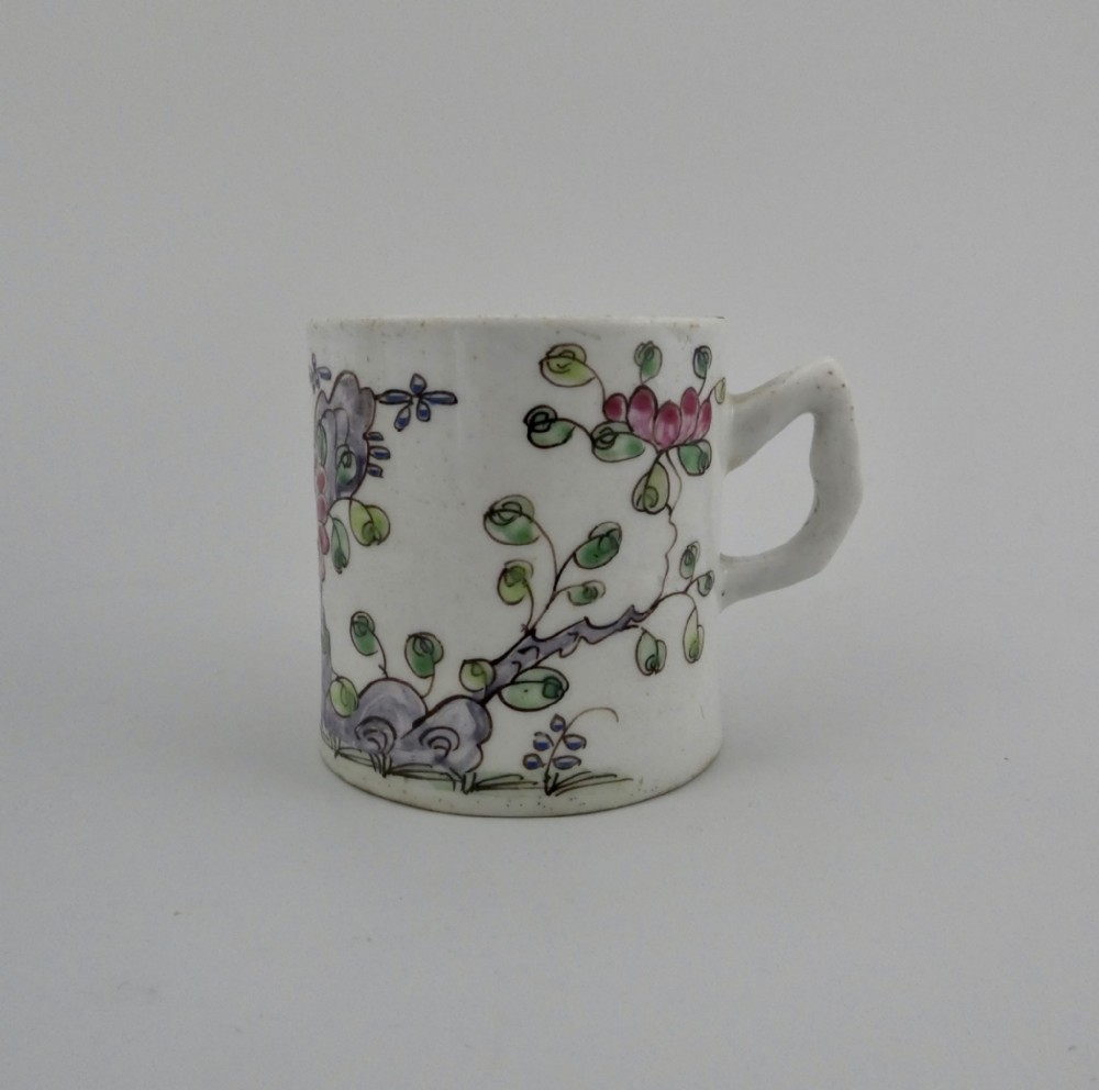 Bow porcelain coffee can. Famille rose style decoration. c. 1755.