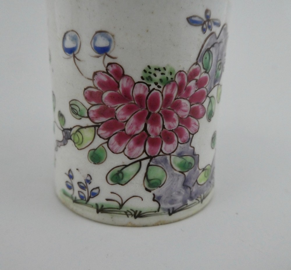 Bow porcelain coffee can. Famille rose style decoration. c. 1755. View VII