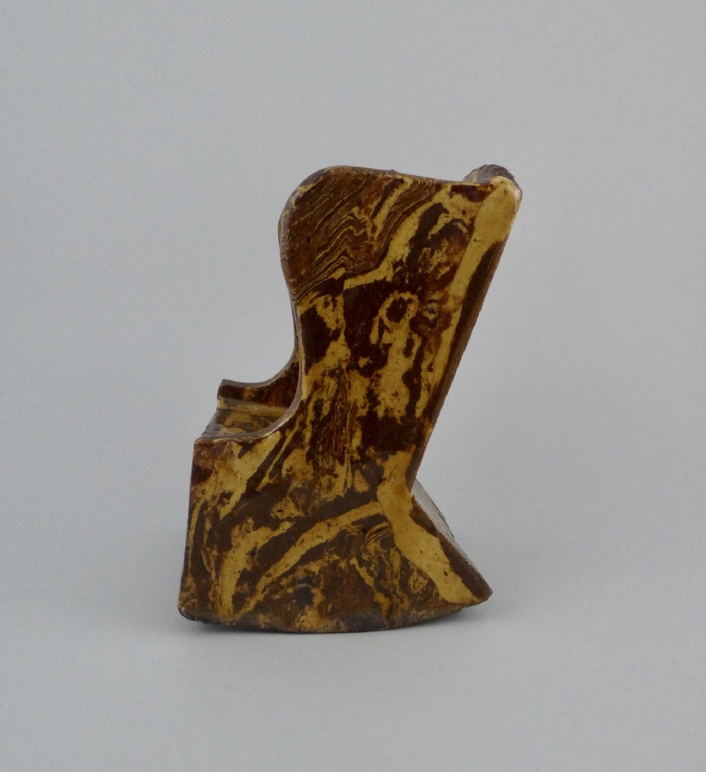 English pottery slipware rocking chair, dated 1871, Soil Hill, Halifax.