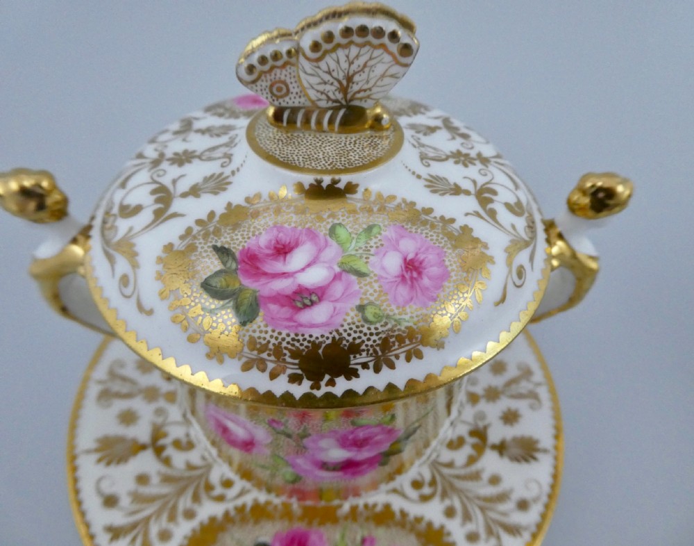 Pair of Coalport porcelain covered cups and stands, c. 1830. View IV