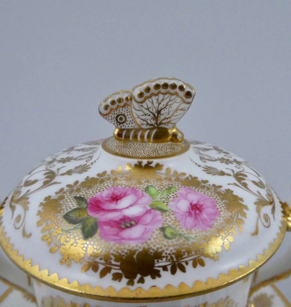 Pair of Coalport porcelain covered cups and stands, c. 1830. View VI