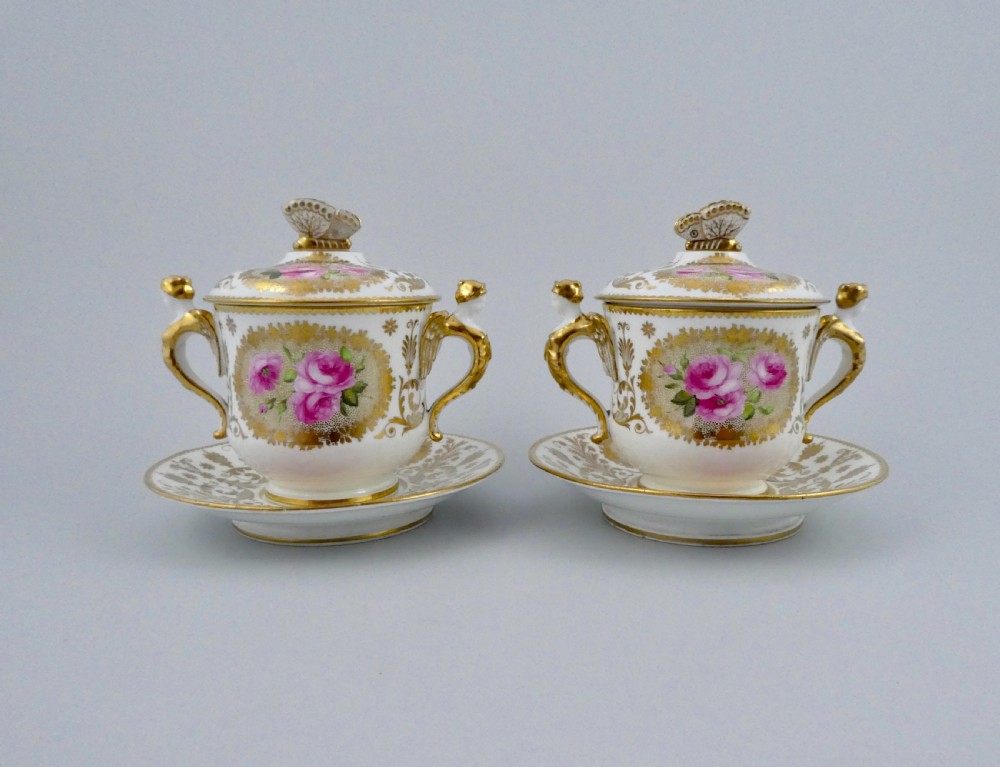 Pair of Coalport porcelain covered cups and stands, c. 1830. View VII