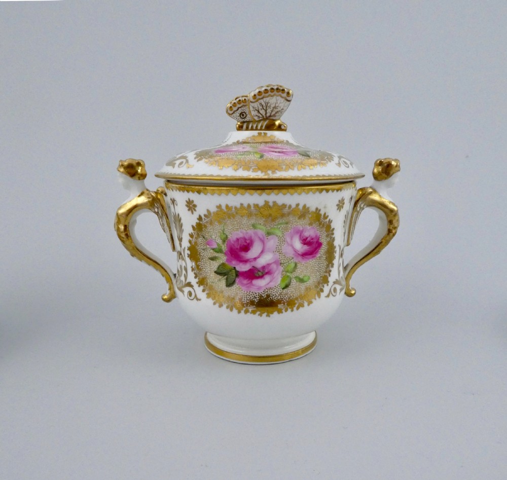 Pair of Coalport porcelain covered cups and stands, c. 1830. View VIII