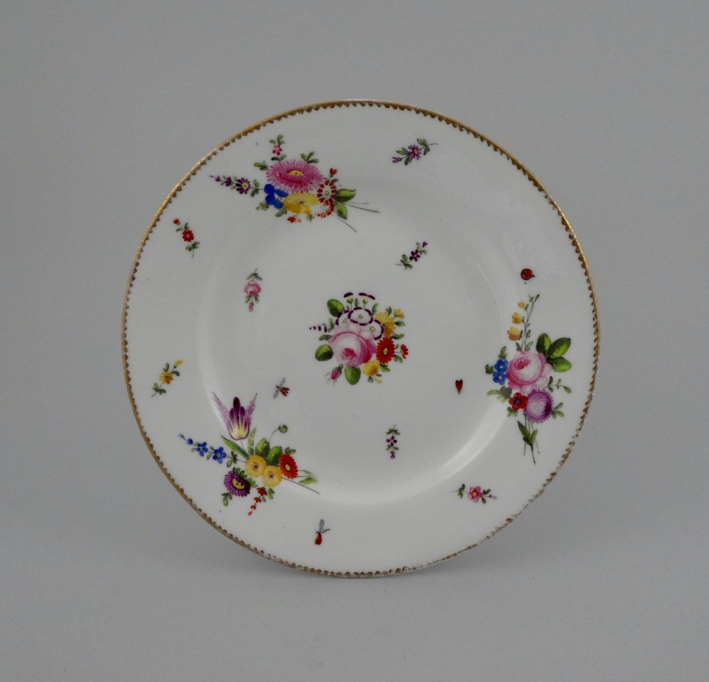 Nantgarw porcelain dish. Flower painted. c. 1820.