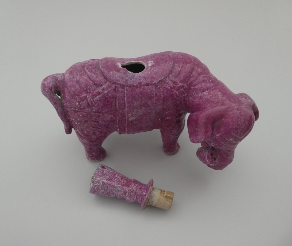 Pair Chinese porcelain elephants, c. 1860. Qing Dynasty. View IX