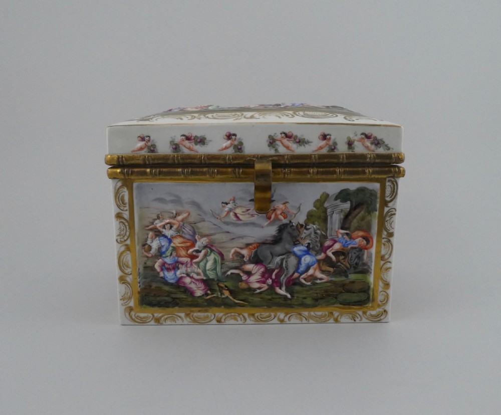 Capo Di Monte style casket. Mythological scenes. c. 1890