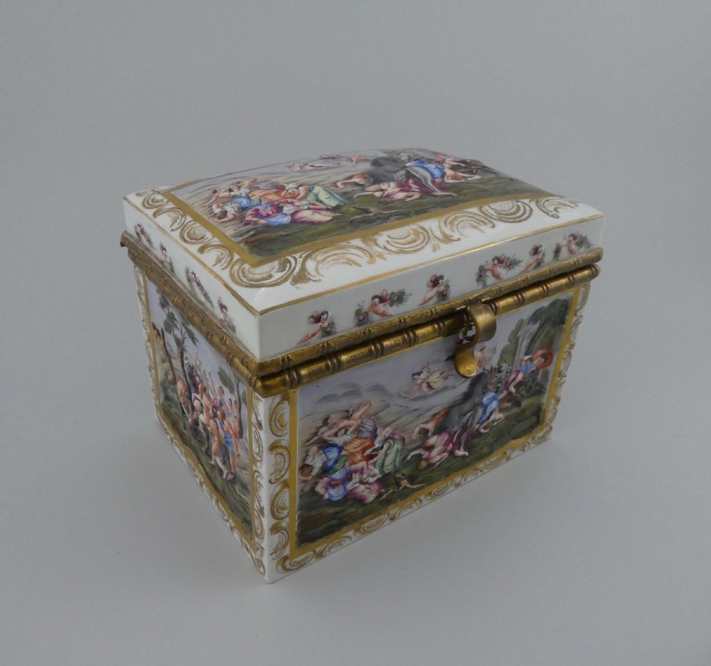 Capo Di Monte style casket. Mythological scenes. c. 1890 View II
