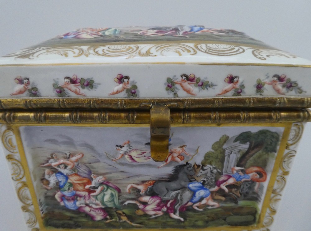 Capo Di Monte style casket. Mythological scenes. c. 1890 View X