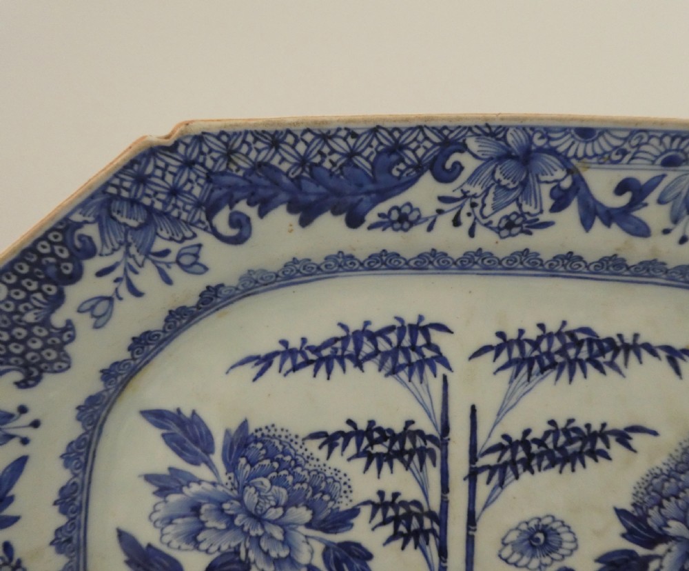Chinese blue and white meat plate, c. 1770. Qianlong Period. View IV