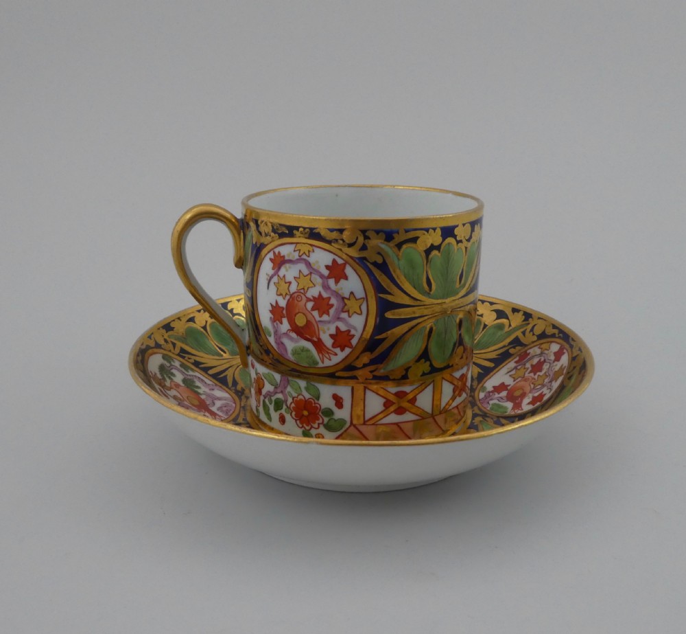 Coalport porcelain coffee can and saucer. Imari Pattern, c. 1815. View VI