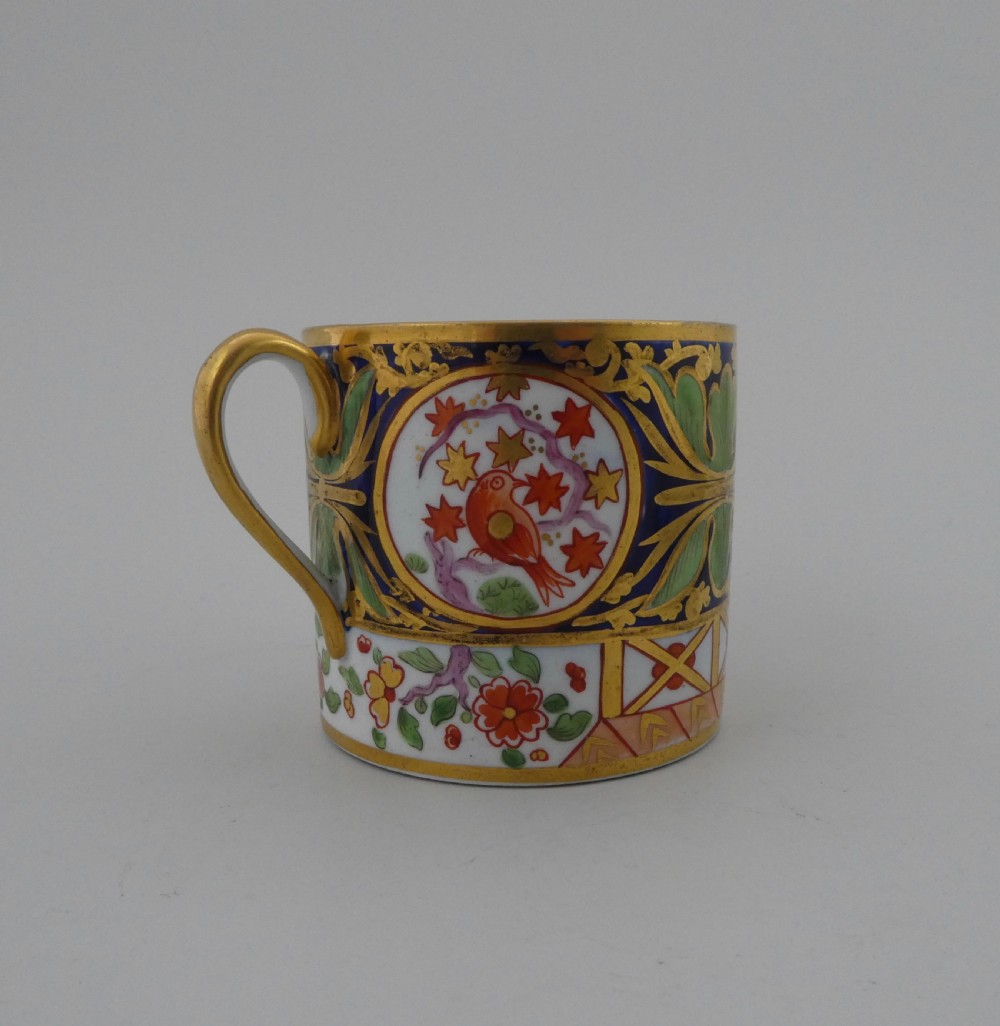 Coalport porcelain coffee can and saucer. Imari Pattern, c. 1815. View VIII