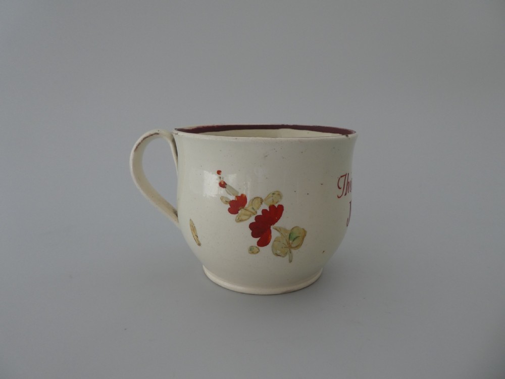 Yorkshire creamware portinger, ‘This is for John’, c. 1790. View III