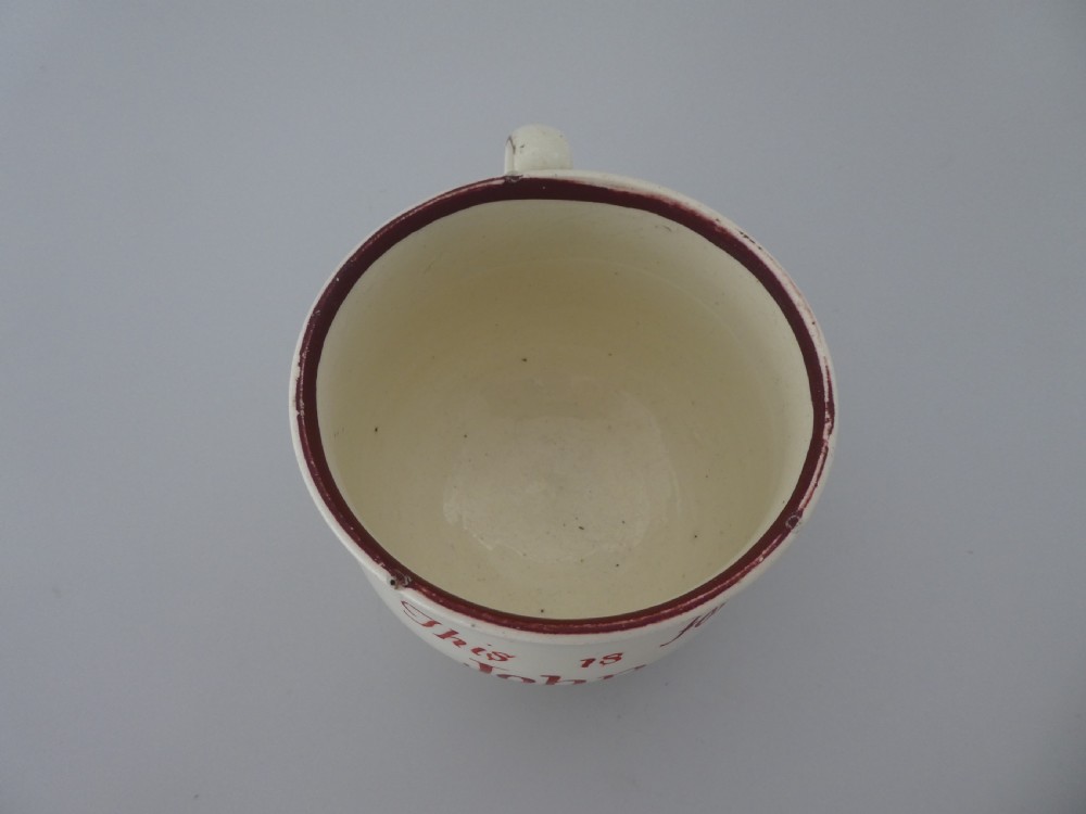 Yorkshire creamware portinger, ‘This is for John’, c. 1790. View VII