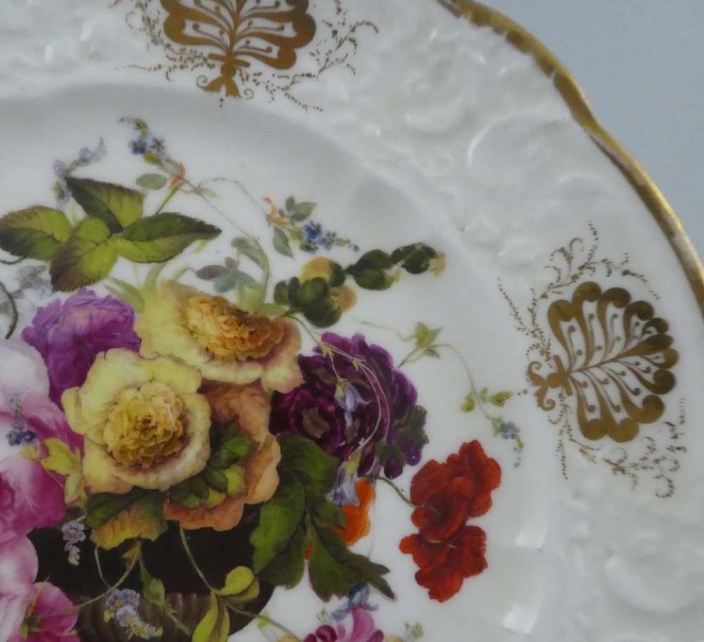 Nantgarw porcelain dish. London decorated by Moses Webster, c. 1820. View V