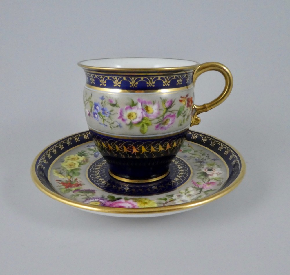 Sevres porcelain cup and saucer, dated 1854. View X