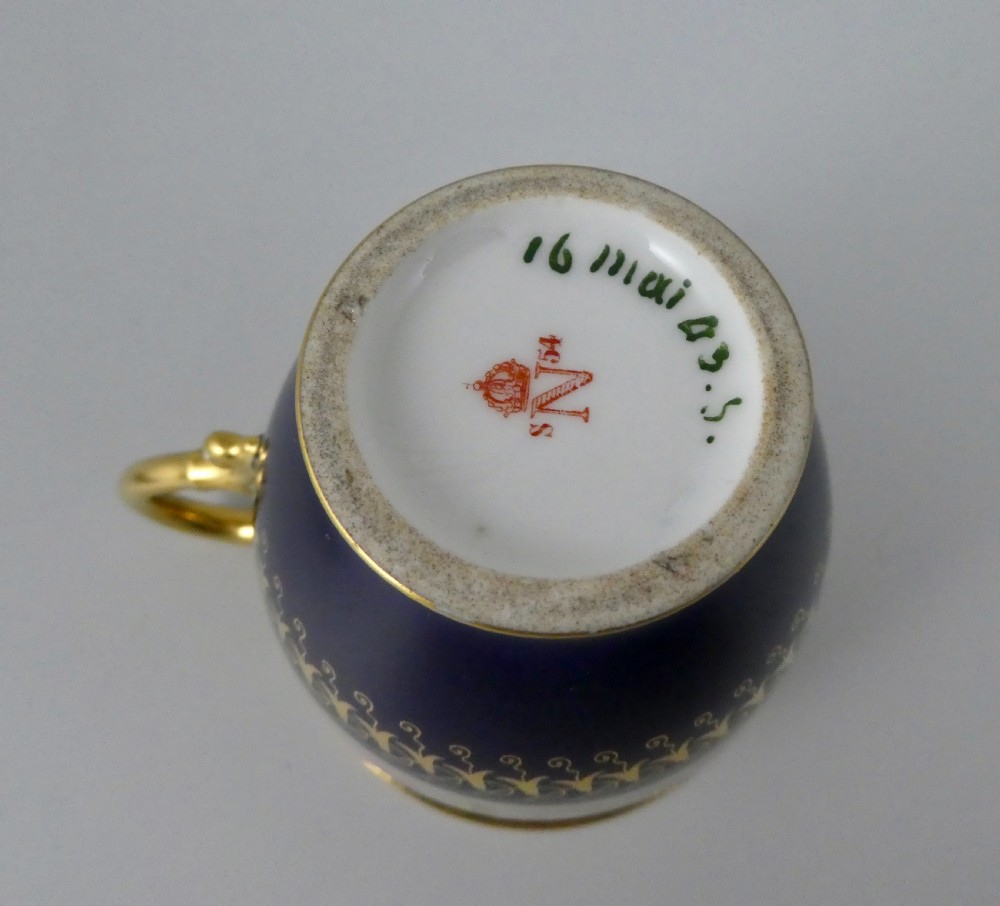 Sevres porcelain cup and saucer, dated 1854. View XVI