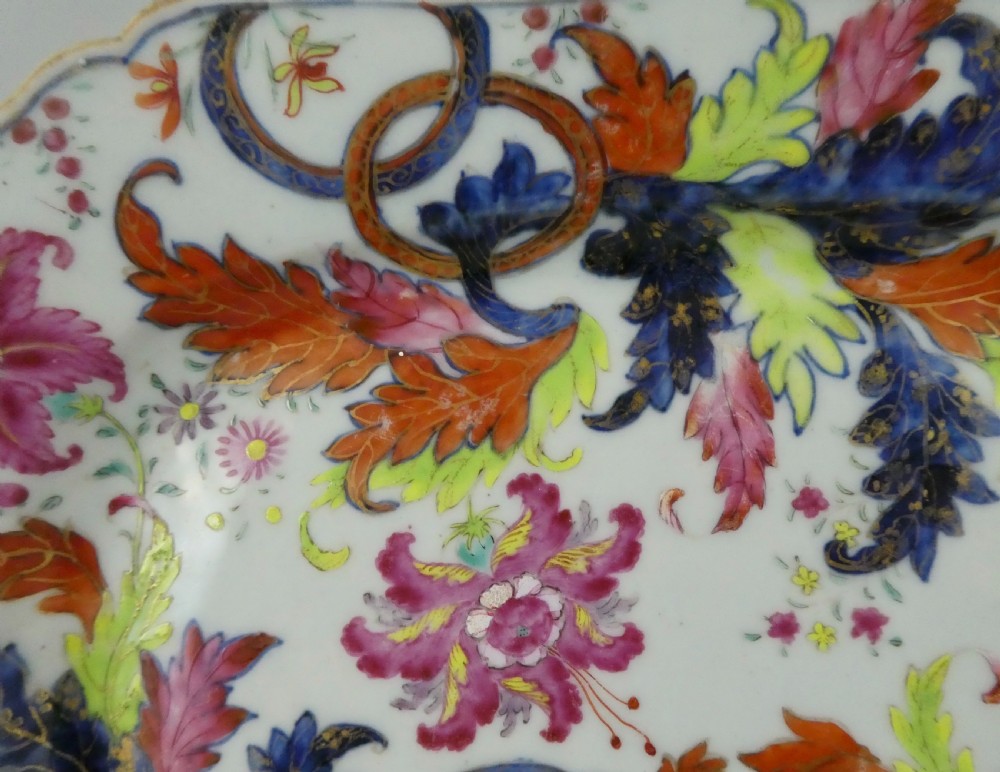 Chinese porcelain dish ‘Pseudo Tobacco Leaf’ pattern, c. 1760. Qianlong Period. View III