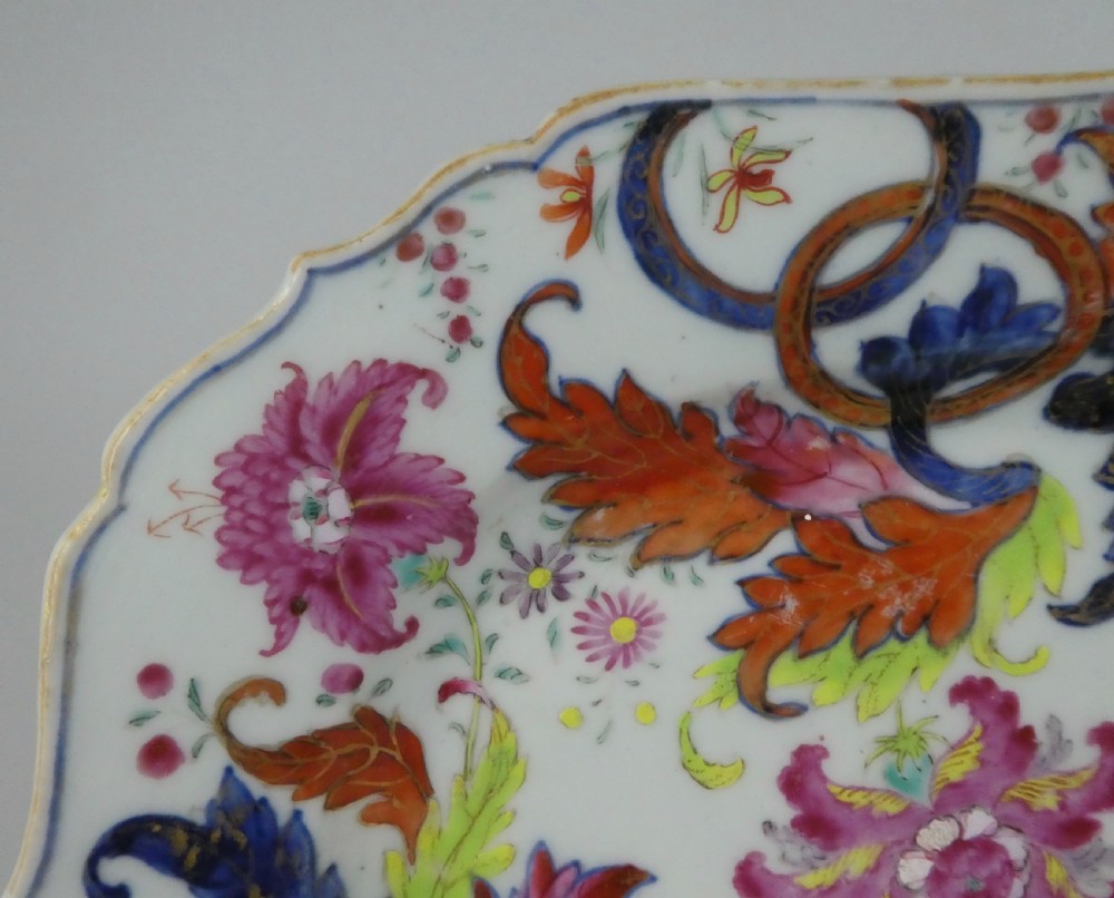 Chinese porcelain dish ‘Pseudo Tobacco Leaf’ pattern, c. 1760. Qianlong Period. View V