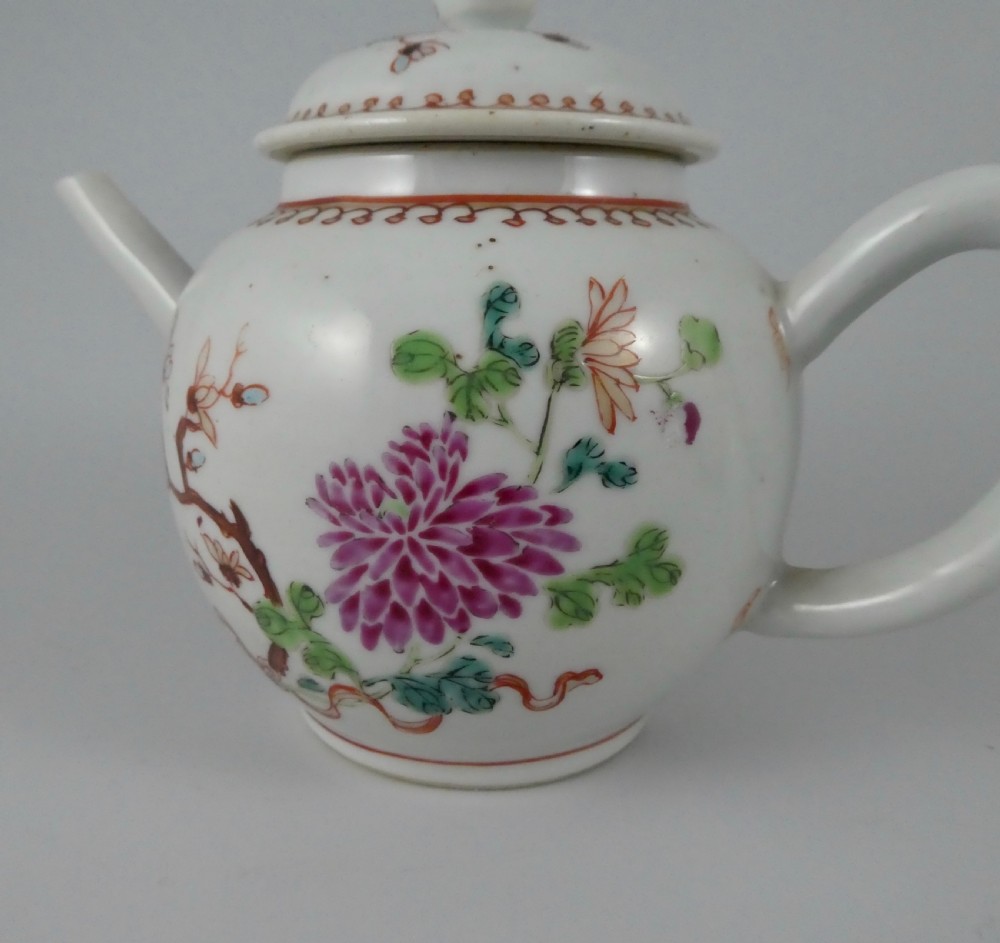 Chinese porcelain teapot. Famille rose. c. 1760. Qianlong Period. View III