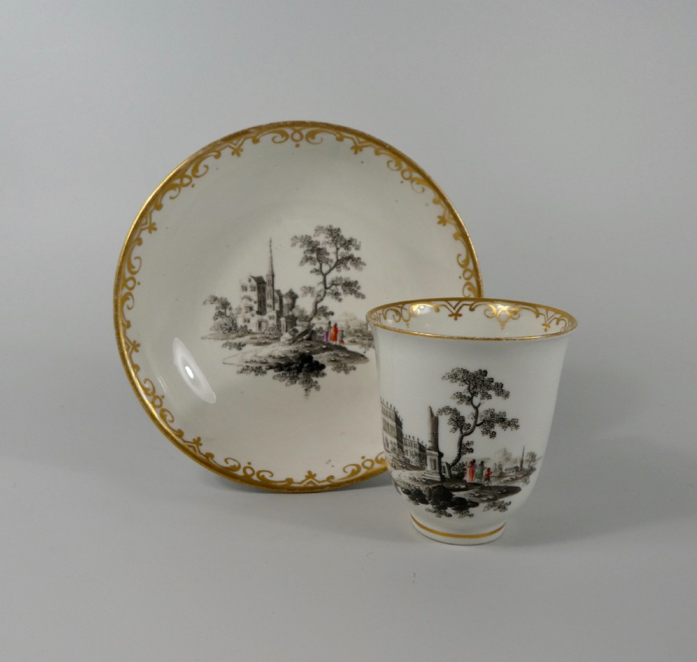 Vienna porcelain chocolate cup and saucer, c. 1760.