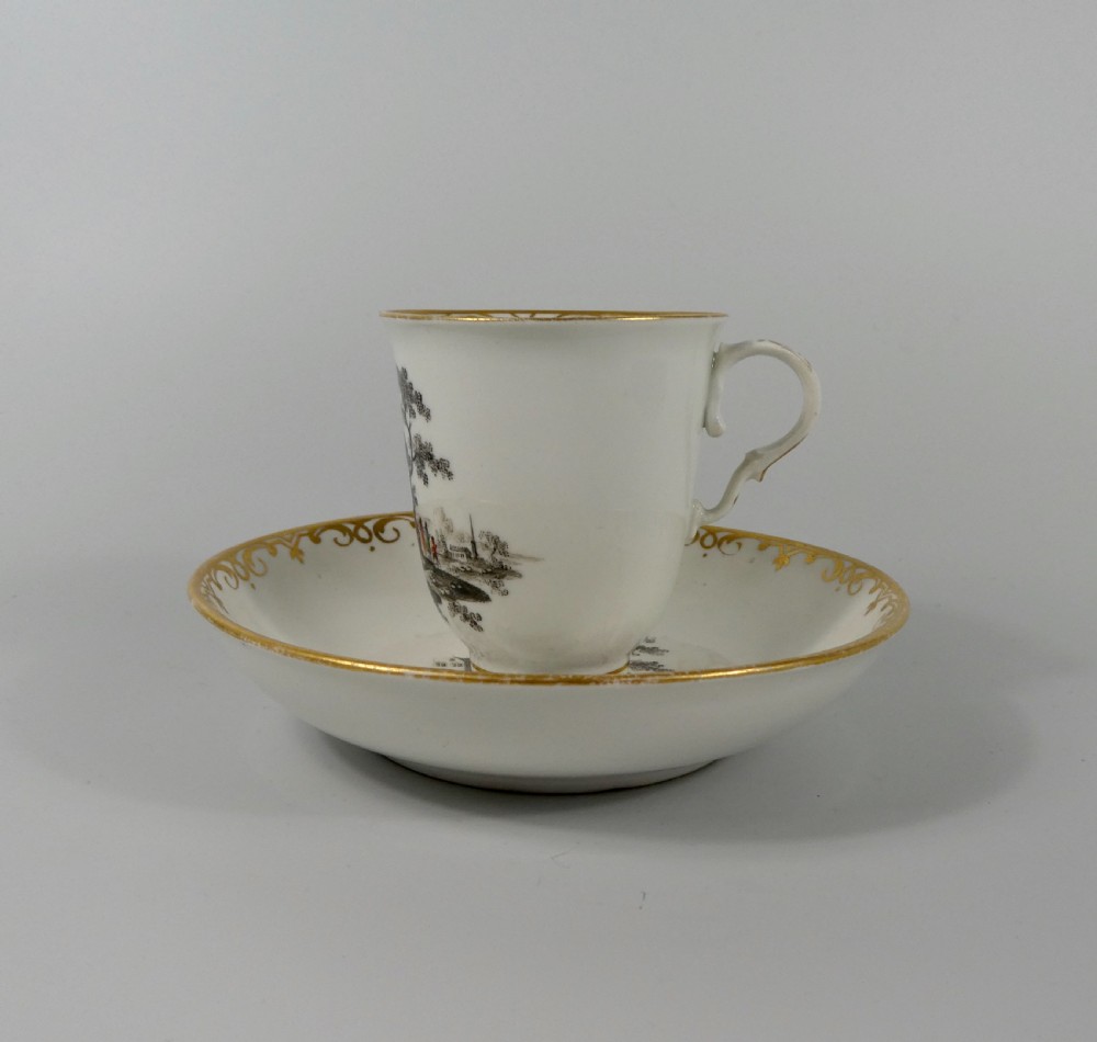 Vienna porcelain chocolate cup and saucer, c. 1760. View V