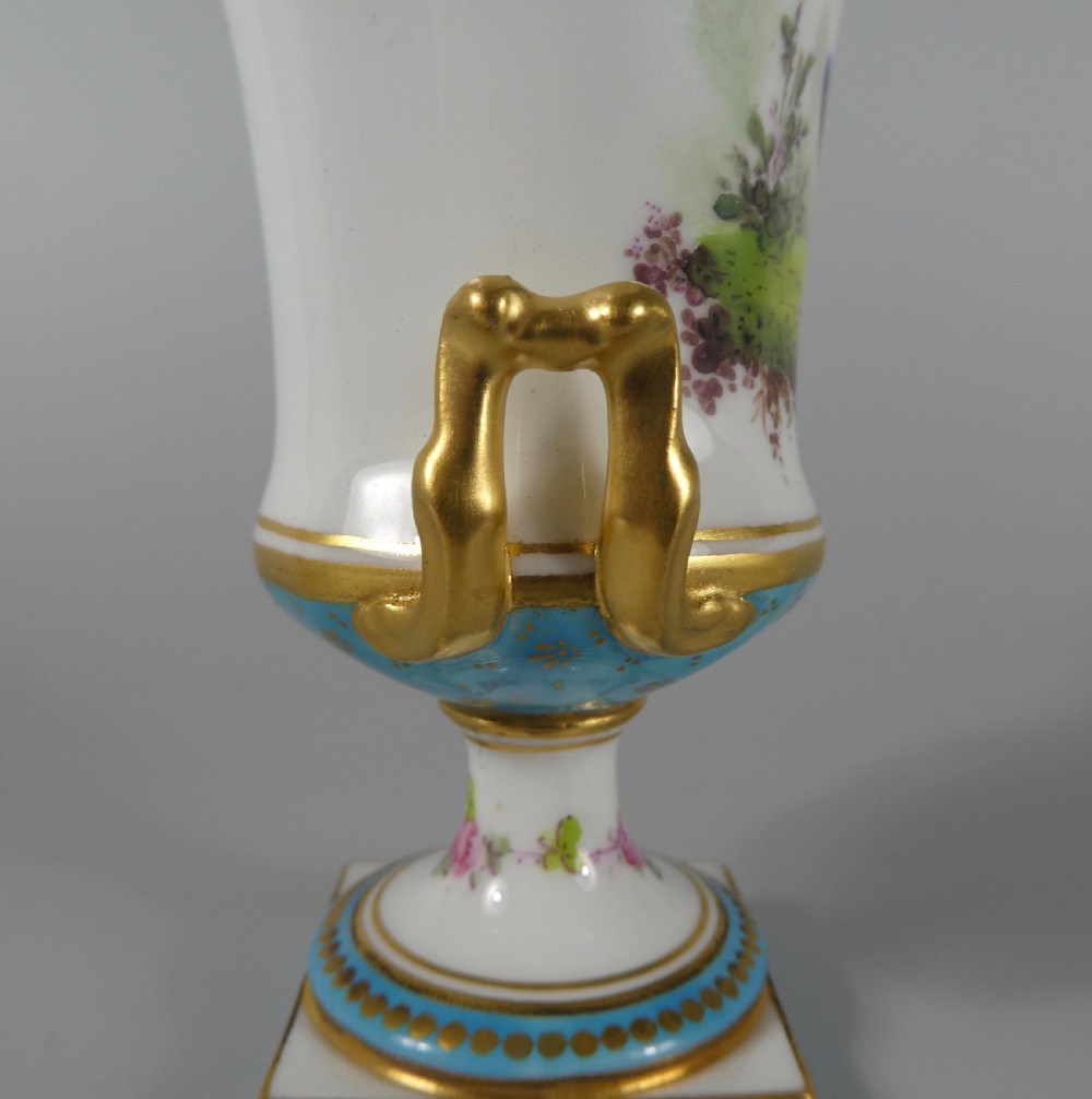 Pair Royal Crown Derby vases. Exotic birds. Signed C. Harris, dated 1909. View IX
