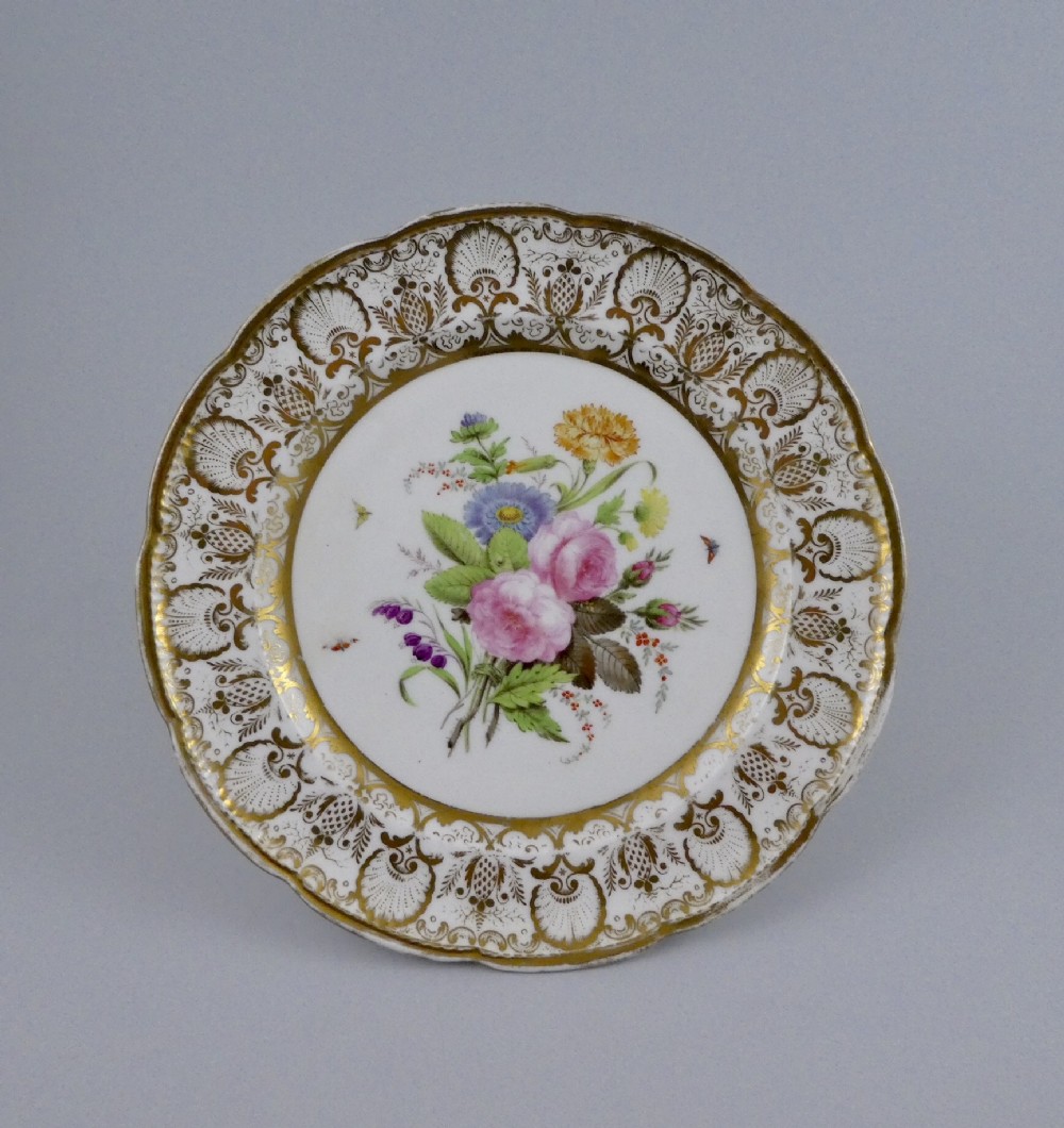 Nantgarw porcelain dish. Flowers and insects, c. 1815.
