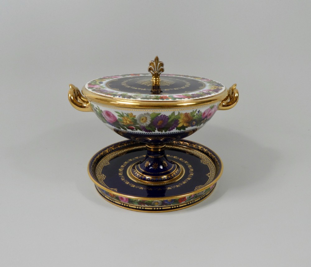 Sevres porcelain ecuelle, cover and stand. Dated 1842. View III