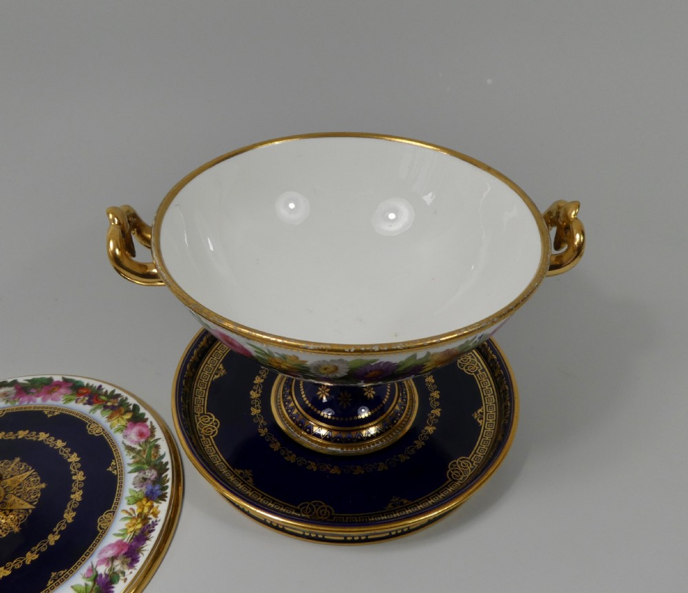 Sevres porcelain ecuelle, cover and stand. Dated 1842. View IV